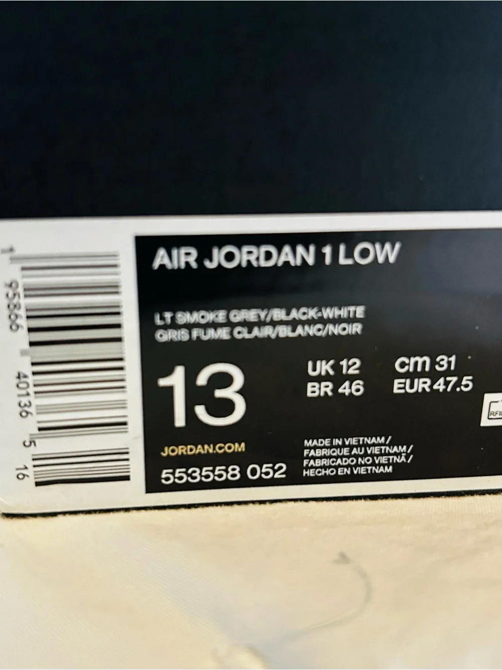 Jordan Men’s Black White Gray Low-Top Sneakers